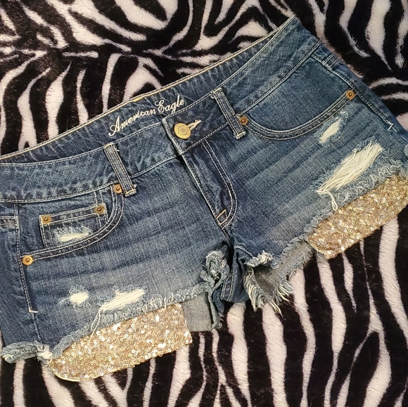 F21 Sequins Denim shorts - Picture 2 of 11